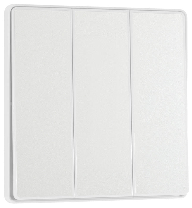 BG Evolve PCDCL43EW 20A 16AX 2 Way Triple Light Switch, Edge to Edge Rocker - Pearlescent White (White) - westbasedirect.com