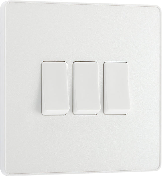 BG Evolve PCDCL43W 20A 16AX 2 Way Triple Light Switch - Pearlescent White (White) - westbasedirect.com