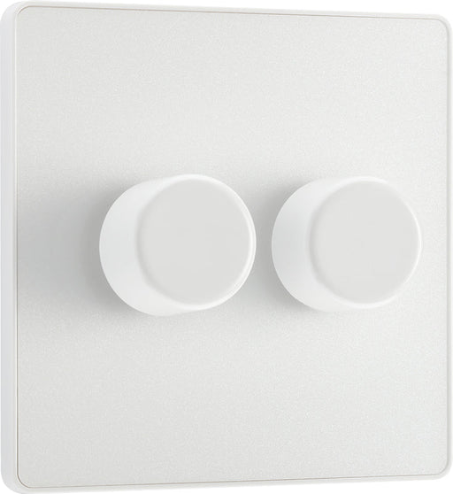 BG Evolve PCDCL82W 2-Way Trailing Edge LED 200W Double Dimmer Switch Push On/Off - Pearlescent White (White) - westbasedirect.com