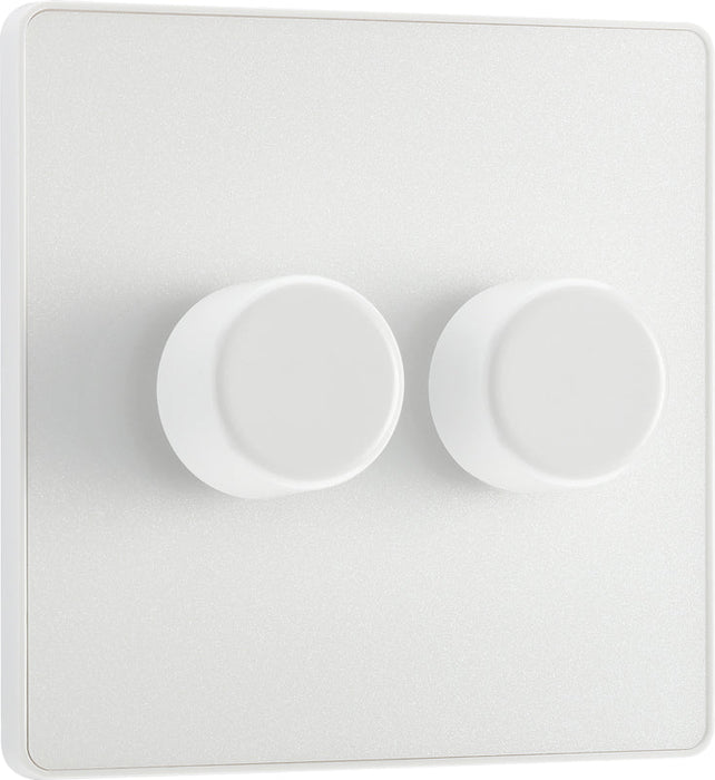 BG Evolve PCDCL82W 2-Way Trailing Edge LED 200W Double Dimmer Switch Push On/Off - Pearlescent White (White) - westbasedirect.com