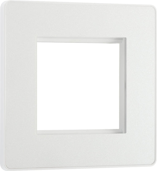 BG Evolve PCDCLEMS2W Twin Euro Module Aperture Single Front Plate (50 x 50) - Pearlescent White (White) - westbasedirect.com