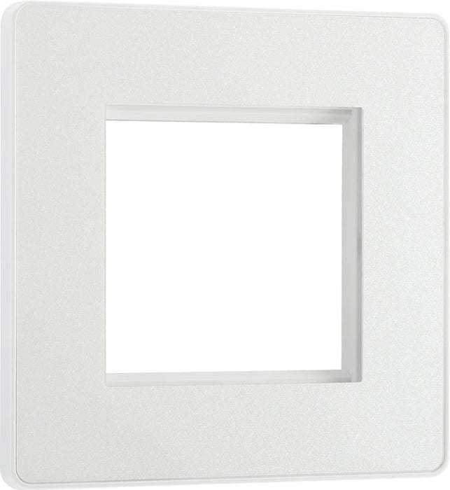 BG Evolve PCDCLEMS2W Twin Euro Module Aperture Single Front Plate (50 x 50) - Pearlescent White (White) - westbasedirect.com