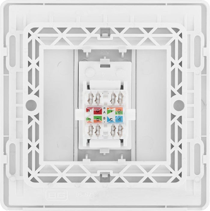 BG Evolve PCDCLRJ451W Single RJ45 Telephone Socket - Pearlescent White (White) - westbasedirect.com