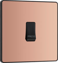 BG Evolve PCDCP14B 10A Single Press Switch - Polished Copper (Black)