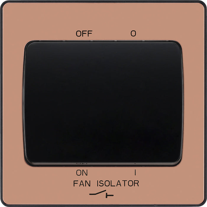 BG Evolve PCDCP15B 10A Triple Pole Fan Isolator Switch - Polished Copper (Black) - westbasedirect.com