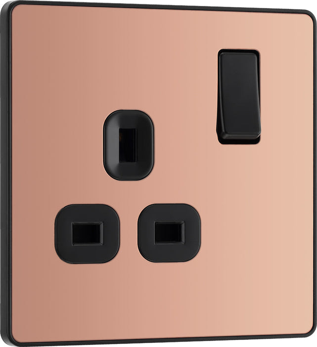 BG Evolve PCDCP21B 13A Single Switched Power Socket - Polished Copper (Black) - westbasedirect.com
