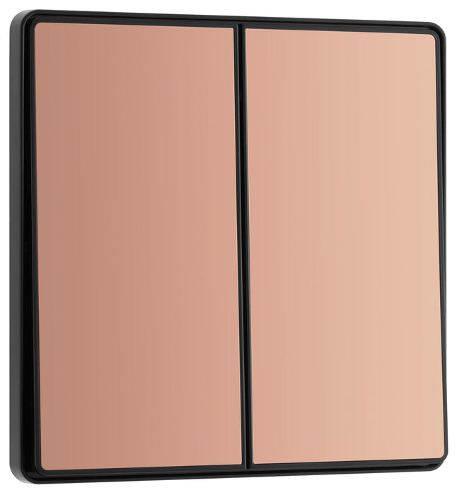 BG Evolve PCDCP42EB 20A 16AX 2 Way Double Light Switch, Edge to Edge Rocker - Polished Copper (Black) - westbasedirect.com