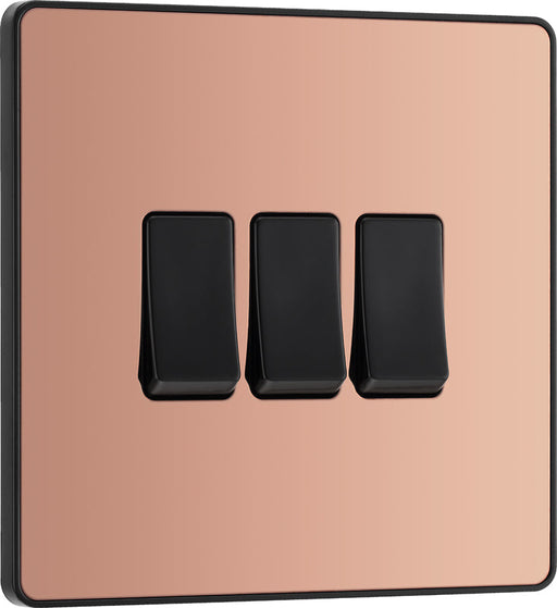 BG Evolve PCDCP43B 20A 16AX 2 Way Triple Light Switch - Polished Copper (Black) - westbasedirect.com