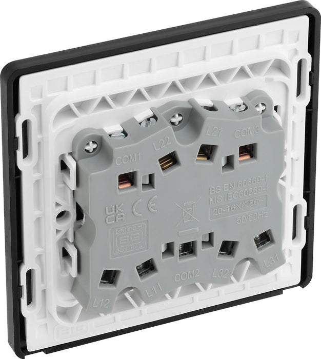 BG Evolve PCDCP43B 20A 16AX 2 Way Triple Light Switch - Polished Copper (Black) - westbasedirect.com