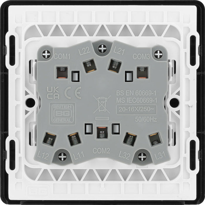 BG Evolve PCDCP43B 20A 16AX 2 Way Triple Light Switch - Polished Copper (Black) - westbasedirect.com