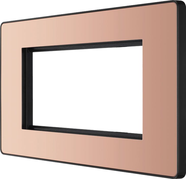 BG Evolve PCDCPEMR4B Quadruple Rectangular Front Plate (100 x 50) - Polished Copper (Black) - westbasedirect.com