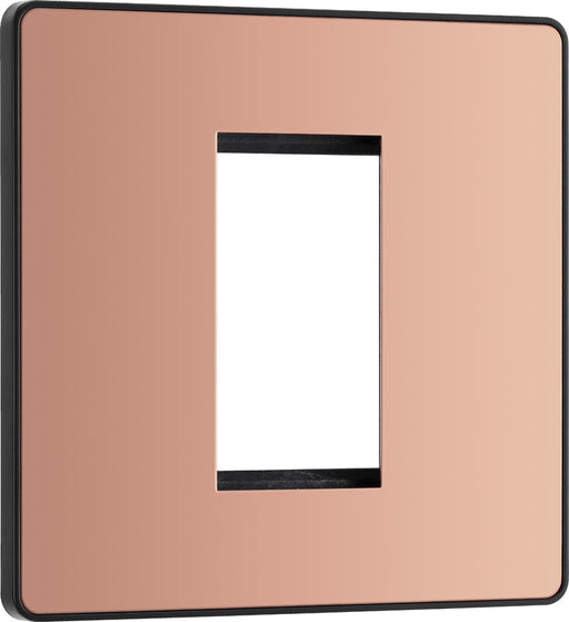 BG Evolve PCDCPEMS1B Single Euro Module Front Plate (25 x 50) - Polished Copper (Black) - westbasedirect.com