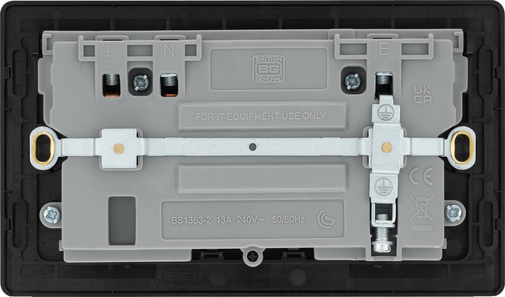 BG Evolve PCDDB22UAC22B 13A Double Switched Power Socket + USB A+C (22W) - Matt Blue (Black) - westbasedirect.com