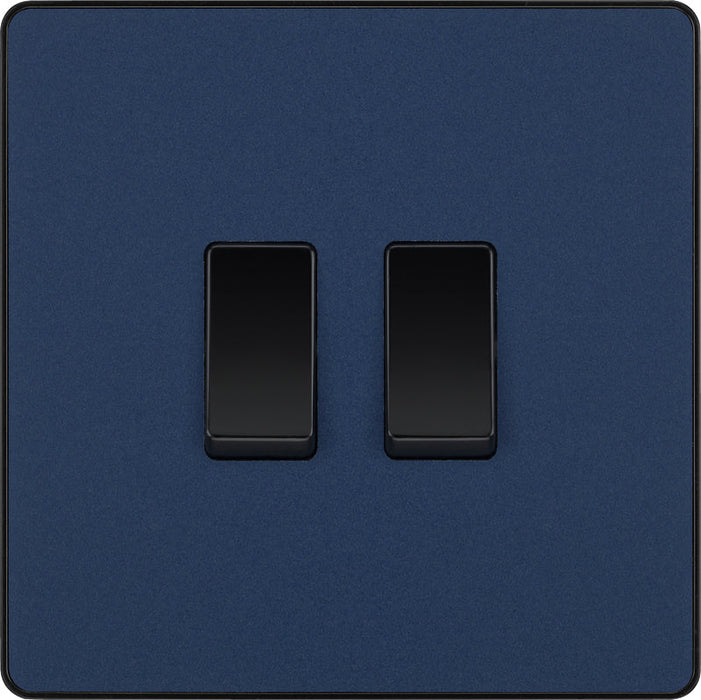 BG Evolve PCDDB42B 20A 16AX 2 Way Double Light Switch - Matt Blue (Black) - westbasedirect.com