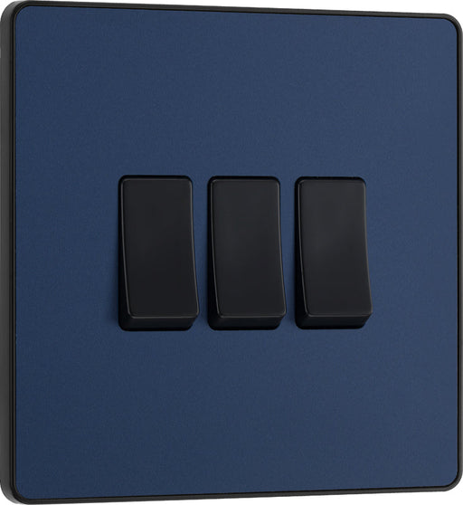 BG Evolve PCDDB43B 20A 16AX 2 Way Triple Light Switch - Matt Blue (Black) - westbasedirect.com