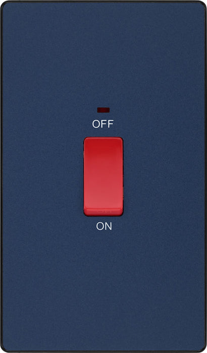 BG Evolve PCDDB72B 45A Double Pole Rectangular Switch with LED Power Indicator - Matt Blue (Black) - westbasedirect.com