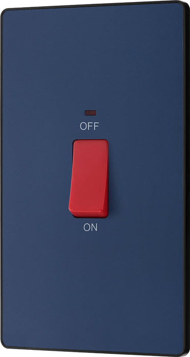 BG Evolve PCDDB72B 45A Double Pole Rectangular Switch with LED Power Indicator - Matt Blue (Black) - westbasedirect.com