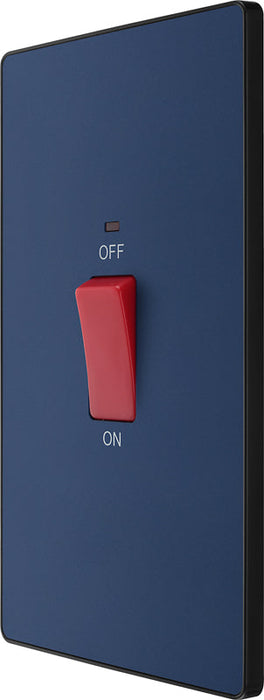 BG Evolve PCDDB72B 45A Double Pole Rectangular Switch with LED Power Indicator - Matt Blue (Black) - westbasedirect.com