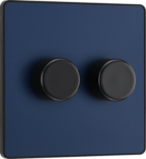 BG Evolve PCDDB82B 2-Way Trailing Edge LED 200W Double Dimmer Switch Push On/Off - Matt Blue (Black) - westbasedirect.com