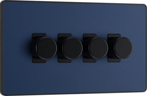 BG Evolve PCDDB84B 2-Way Trailing Edge LED 200W Quadruple Dimmer Switch Push On/Off - Matt Blue (Black) - westbasedirect.com