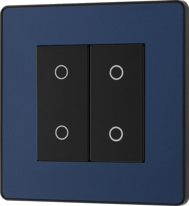 BG Evolve PCDDBTDM2B 2-Way Master 200W Double Touch Dimmer Switch - Matt Blue (Black) - westbasedirect.com
