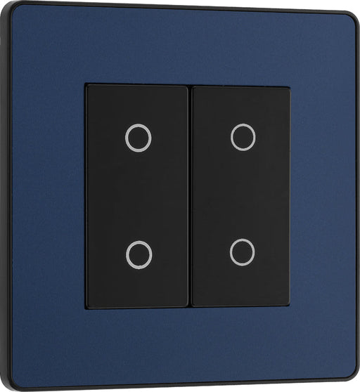 BG Evolve PCDDBTDS2B 2-Way Secondary 200W Double Touch Dimmer Switch - Matt Blue (Black) - westbasedirect.com