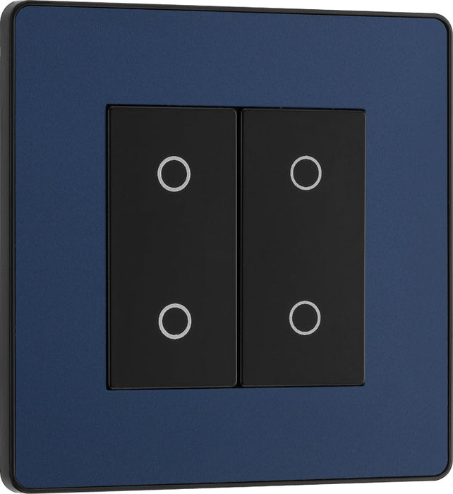 BG Evolve PCDDBTDS2B 2-Way Secondary 200W Double Touch Dimmer Switch - Matt Blue (Black) - westbasedirect.com