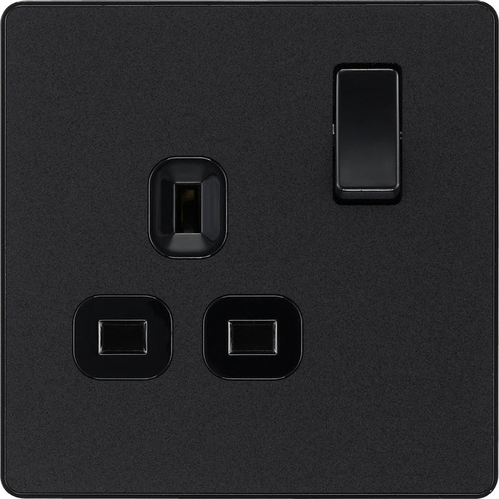 BG Evolve PCDMB21B 13A Single Switched Power Socket - Matt Black (Black) - westbasedirect.com