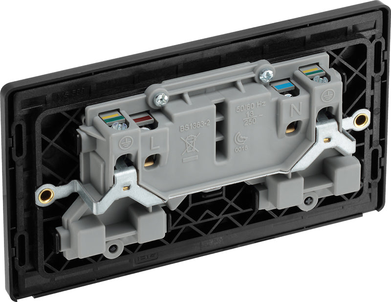 BG Evolve PCDMB22B 13A Double Switched Power Socket - Matt Black (Black) - westbasedirect.com