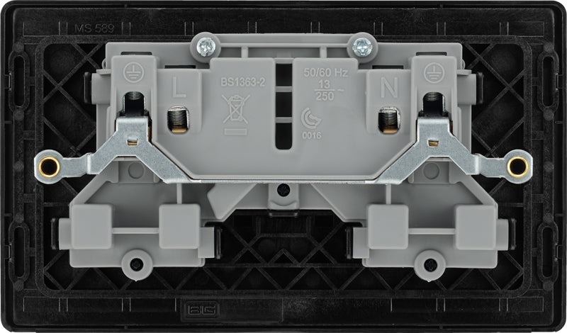 BG Evolve PCDMB22B 13A Double Switched Power Socket - Matt Black (Black) - westbasedirect.com