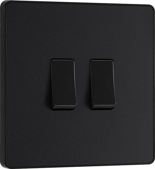 BG Evolve PCDMB42B 20A 16AX 2 Way Double Light Switch - Matt Black (Black) - westbasedirect.com