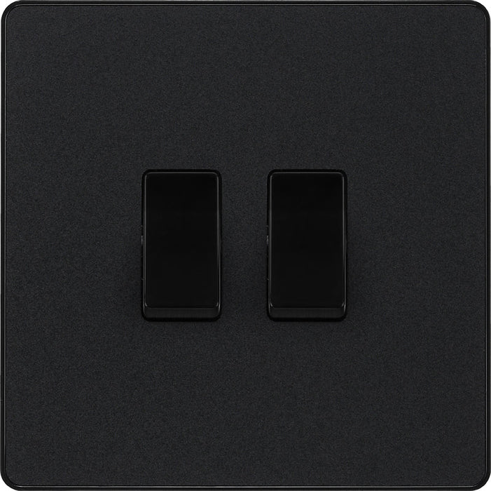 BG Evolve PCDMB42B 20A 16AX 2 Way Double Light Switch - Matt Black (Black) - westbasedirect.com
