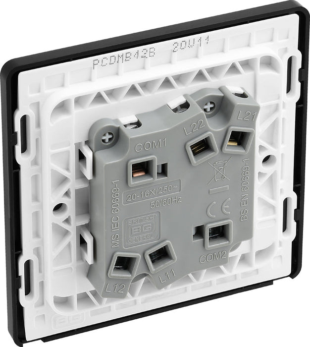 BG Evolve PCDMB42B 20A 16AX 2 Way Double Light Switch - Matt Black (Black) - westbasedirect.com