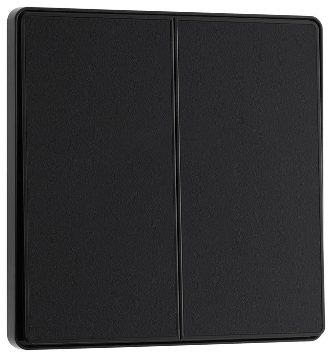 BG Evolve PCDMB42EB 20A 16AX 2 Way Double Light Switch, Edge to Edge Rocker - Matt Black (Black) - westbasedirect.com