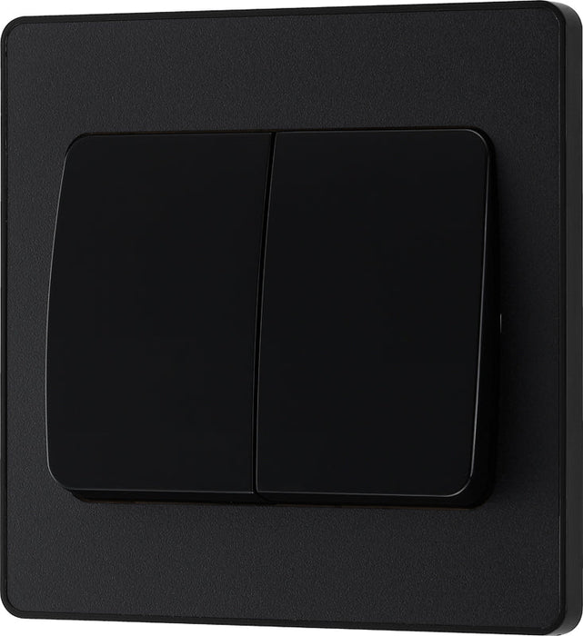 BG Evolve PCDMB42WB 20A 16AX 2 Way Double Light Switch, Wide Rocker - Matt Black (Black) - westbasedirect.com