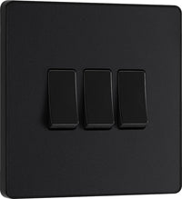 BG Evolve PCDMB43B 20A 16AX 2 Way Triple Light Switch - Matt Black (Black)