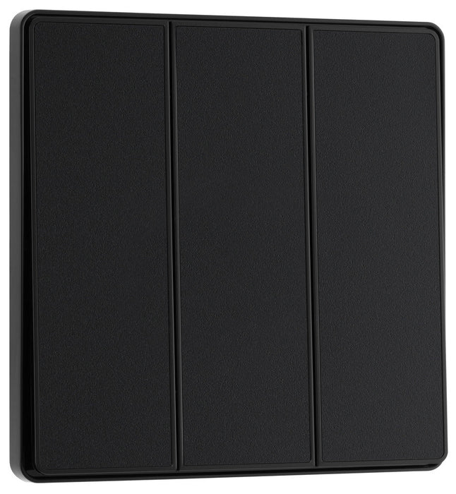 BG Evolve PCDMB43EB 20A 16AX 2 Way Triple Light Switch, Edge to Edge Rocker - Matt Black (Black) - westbasedirect.com