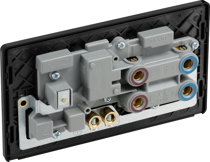 BG Evolve PCDMB70B 45A Cooker Control Socket, Double Pole Switch with LED Power Indicator - Matt Black (Black) - westbasedirect.com