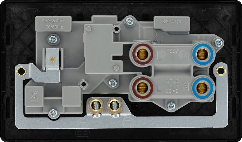 BG Evolve PCDMB70B 45A Cooker Control Socket, Double Pole Switch with LED Power Indicator - Matt Black (Black) - westbasedirect.com