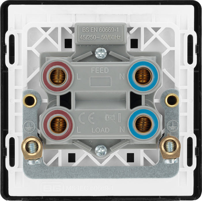 BG Evolve PCDMB74B 45A Double Pole Square Switch with LED Power Indicator - Matt Black (Black) - westbasedirect.com