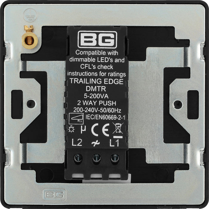 BG Evolve PCDMB81B 2-Way Trailing Edge LED 200W Single Dimmer Switch Push On/Off - Matt Black (Black) - westbasedirect.com