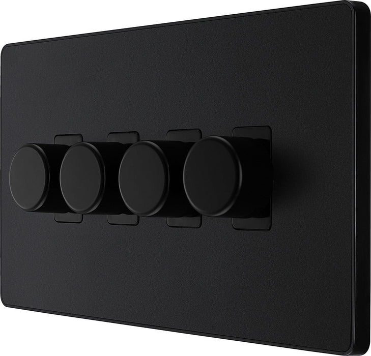 BG Evolve PCDMB84B 2-Way Trailing Edge LED 200W Quadruple Dimmer Switch Push On/Off - Matt Black (Black) - westbasedirect.com