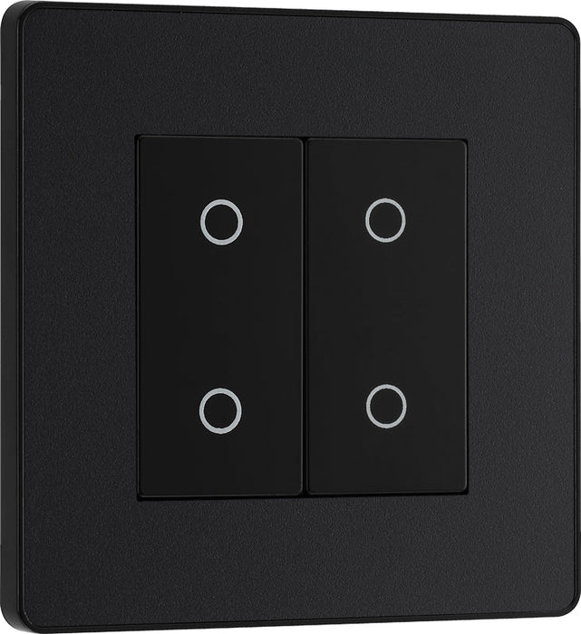 BG Evolve PCDMBTDM2B 2-Way Master 200W Double Touch Dimmer Switch - Matt Black (Black) - westbasedirect.com