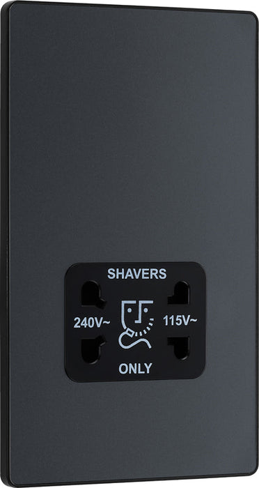 BG Evolve PCDMG20B 115/240V Dual Voltage Shaver Socket - Matt Grey (Black) - westbasedirect.com
