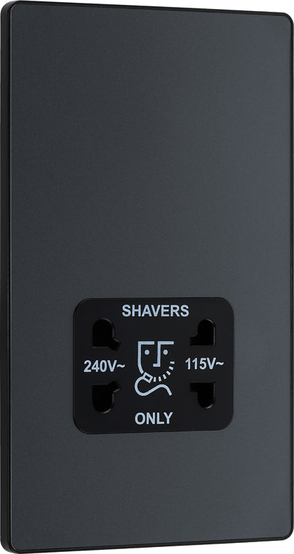 BG Evolve PCDMG20B 115/240V Dual Voltage Shaver Socket - Matt Grey (Black) - westbasedirect.com