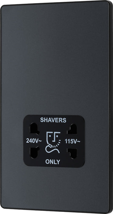 BG Evolve PCDMG20B 115/240V Dual Voltage Shaver Socket - Matt Grey (Black) - westbasedirect.com