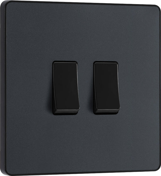 BG Evolve PCDMG42B 20A 16AX 2 Way Double Light Switch - Matt Grey (Black) - westbasedirect.com