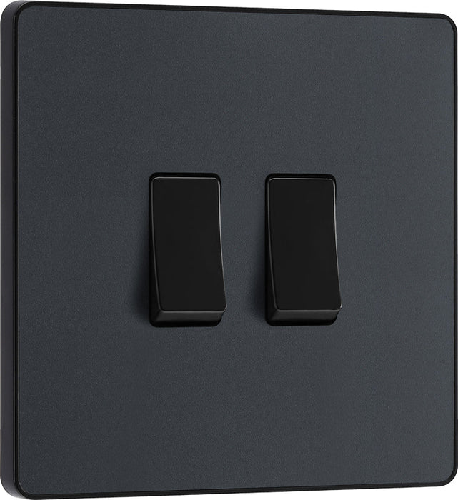 BG Evolve PCDMG42B 20A 16AX 2 Way Double Light Switch - Matt Grey (Black) - westbasedirect.com