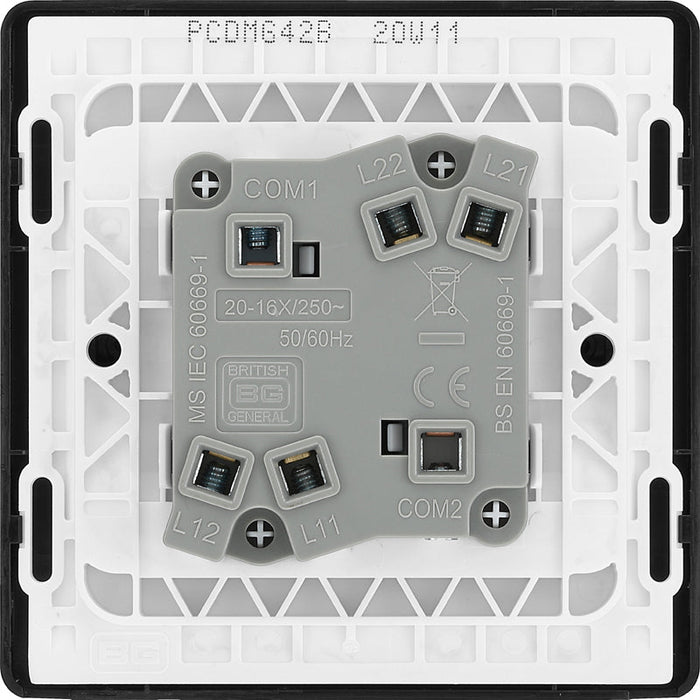 BG Evolve PCDMG42B 20A 16AX 2 Way Double Light Switch - Matt Grey (Black) - westbasedirect.com