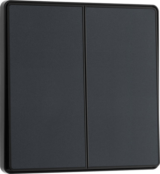 BG Evolve PCDMG42EB 20A 16AX 2 Way Double Light Switch, Edge to Edge Rocker - Matt Grey (Black) - westbasedirect.com